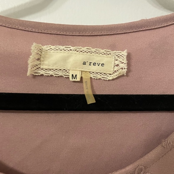 A’reve Modcloth Anthropologie Blush Pink Floral Lace Mesh Crochet Dress size M - Picture 4 of 10